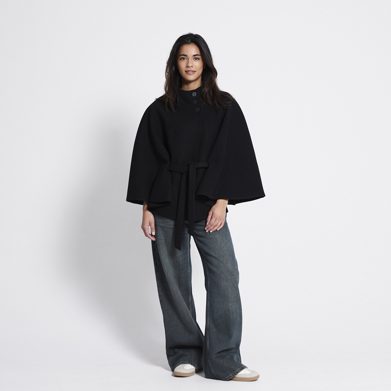 Belt cape jacket "Kellie" Black